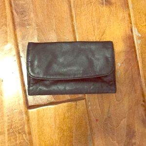 Leather and velvet wallet for woman